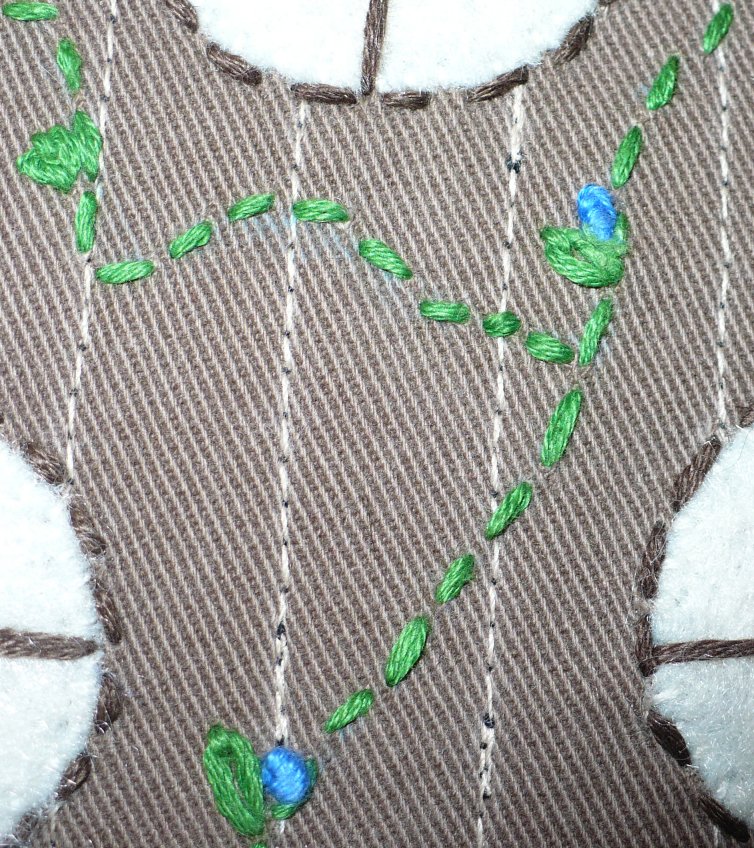Detail of embroidered vine on back